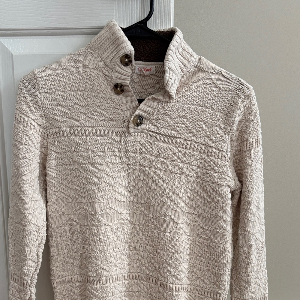Kids Medium Cream Knit Cable Pullover Sweater